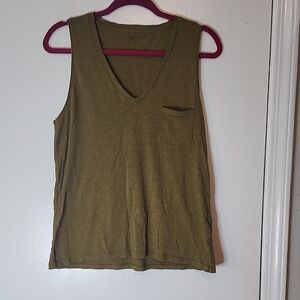 Madewell Olive V-Neck Tank Top